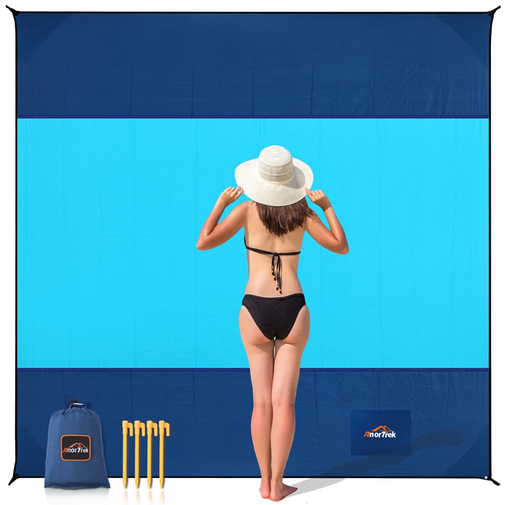 AnorTrek Compact Sand-Free Beach Mat | 2m x2m Water-Resistant Outdoor Blanket | Quick-Dry Lightweight for Picnics, Camping, Travel | Sandproof Portable Design