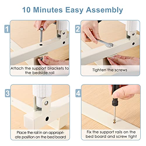 Hlieeosfcn Bed Barrier, Portable Folding Bed Grate, Portable Folding Bed and Safety for Elderly Adults Support Handle Handicap Hospital Metal Railing 4 Speed