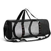 KZONO Large Capacity Mesh Duffel Bag - Quick-Dry Ventilated Beach Travel Bag for Diving, Swimming, Gym & Yoga & Scuba Diving Gear with Splash-Proof Phone Pocket, Portable Round Shoulder Tote