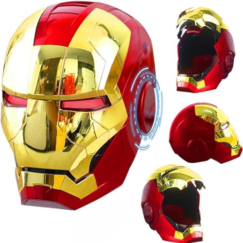 Iron Man Helmet With Voice Control & Lights - Gold-RED Collectible Mask For Marvel Fans