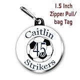 Personalized Soccer Zipper Pulls/Bag Tags 2-Pack 1.5 inch charms