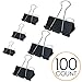 Binder Clips Paper Clamp - Assorted Sizes 100 Count (Black) Heavy Duty Metal Clip | Perfect for Home & Office