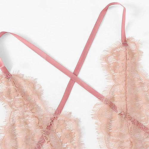 image for Emimarol Women Lace Eyelash Teddy Bodysuit for Women One Piece Flower 