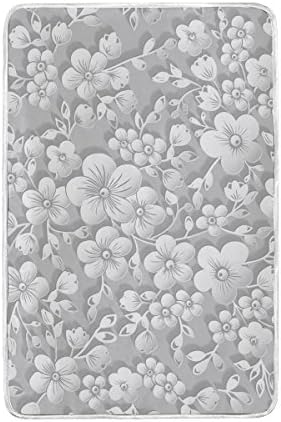 Super Soft Warm Fleece Blanket Fuzzy Anti-static Double-sides Reversible Lightweight Bed or Couch Blanket with White Paper Floral Pattern Throw Blanket (60x90 in)