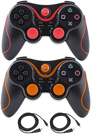 Kepisa Wireless Bluetooth Controllers For PS3 Double Shock - Bundled with USB charge cord (BlackRed and BlackOrange)