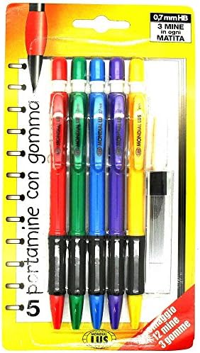 5x Soft Grip 0.7mm HB Mechanical Refillable Pencils With Extra Leads &amp; Erasers