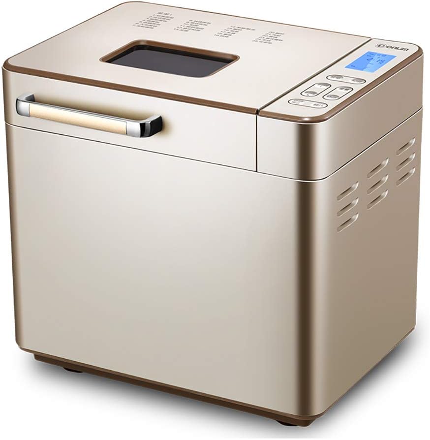 Small Multi-Function Bread Machine,Automatic Breadmaker, Home Bread Machine For Kitchen Cooks (25 Programs, 3 Shell Colors, 13-Hour Appointment, 1-Hour Insulation (Golden)