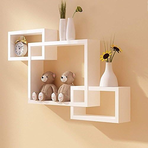 Shri Sai Decor Wall Decoration Shelf Rack/Book Shelf/Set of 3 Intersecting Floating Shelves (Standard, White)