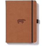 Dingbats Wildlife Medium A5+ (6.3 x 8.5) Hardcover Notebook - PU Leather, Micro-Perforated 100gsm Cream Pages, Inner Pocket, Elastic Closure, Pen Holder, Bookmark (Dot Grid, Brown Bear)