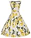 Vintage Palace Women's Sleeveless Wide Boat Neck A line Lemon Pattern Dress with Belt