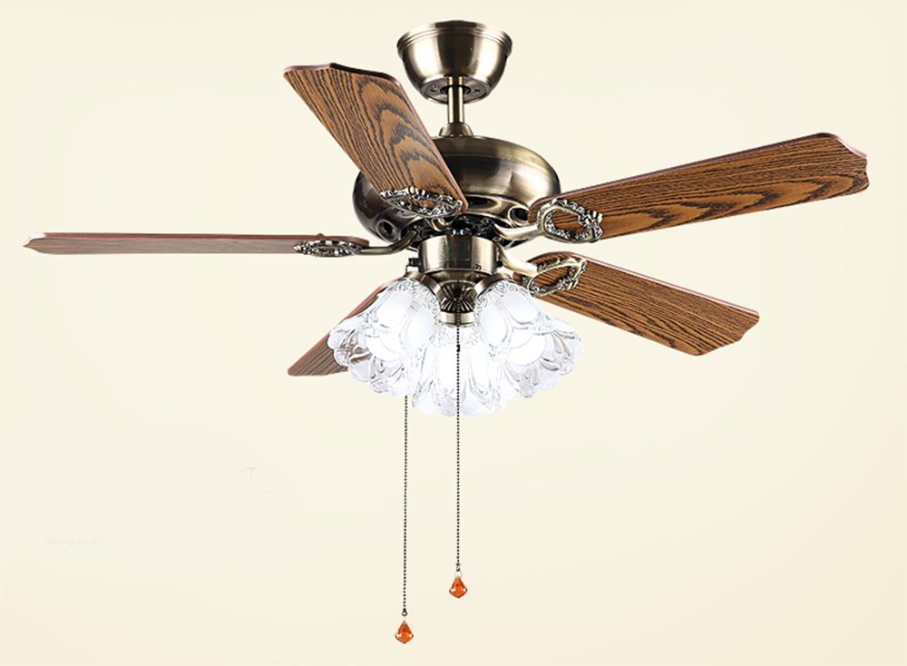 Gzlight Restaurant Ceiling Fan Lights European Style Wood Retro