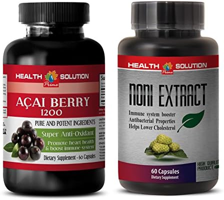 antioxidant Organic - ACAI Berry - NONI - noni Capsules 500mg - 2 Bottles Combo 120 Capsules