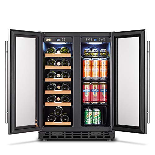 LANBO Wine and Beverage Refrigerator, Compact Built-in Wine and Drink Center Combo, 18 Bottle and 55 Can