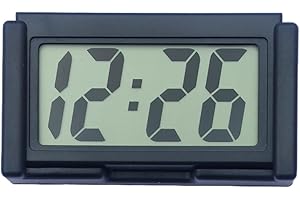 Shudyear Small Digital Clock， with Jumbo LCD Time & Day Display，Mini Automotive Small Digital Clock Battery Operated for Desktop Nightstand Pocket Car Truck Dashboard & Air Vent (1, Black)
