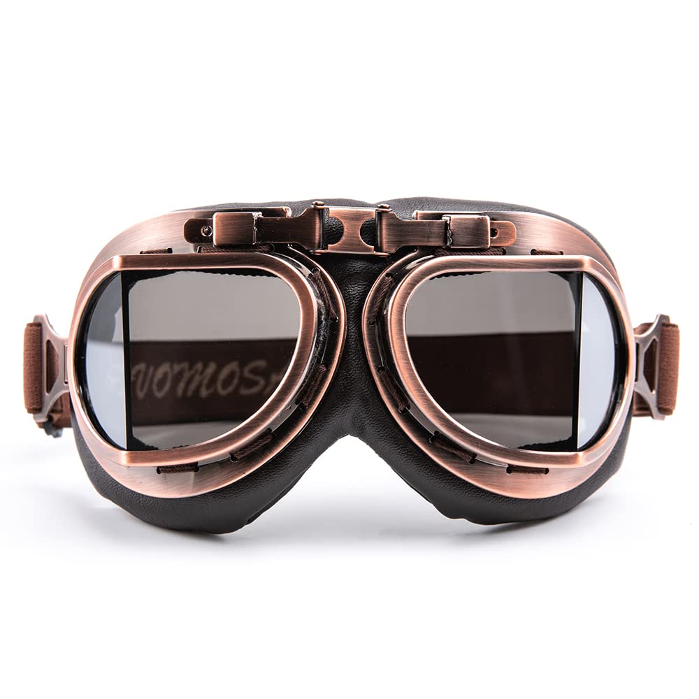 evomosa Motorbike Riding Goggles Motorcycle Biker for Men Women Vintage Sunglasses Eyewear for Outdoor Sports Motocross (Copper, Silver)