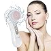 K-SKIN Facial Deep Cleansing Brush Waterproof Exfoliate Pore Smooth Skin for 3 Speeds Modes Setting with 2 Brush Heads (White)