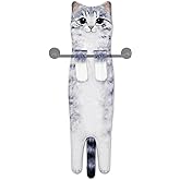 Hawgiman Hand Towels for Bathroom Kitchen,Cute Cat Quick-Dry Hanging Hand Towels Decorative for Bathroom Face Towels,Funny Gifts for Cat Lovers (Grey)