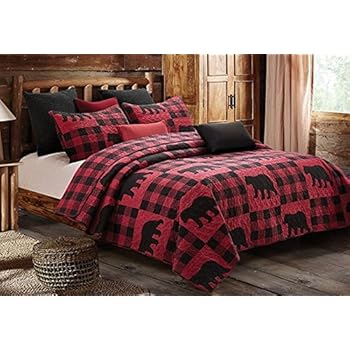 Amazon Com Woolrich Quilt Mini Set Full Queen Check Red Home