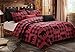 Virah Bella 3 Piece Queen Lodge Quilt Bedding Set - Buffalo Bear Plaid Red - Rustic Cabin Country Reversible Camping Comforter Set with Decorative Pillow Shams, Red/Black