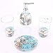 Locco Decor 4 Piece Acrylic Liquid 3D Floating Motion Bathroom Vanity Accessory Set Oceam Theme Sea Shell Conch Toothbrush Holder, Tumbler, Soap Dispenser, Soap Dish