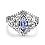 Psiroy 925 Sterling Silver Marquise Cut Created Tourmaline Filled Ring Band for Women