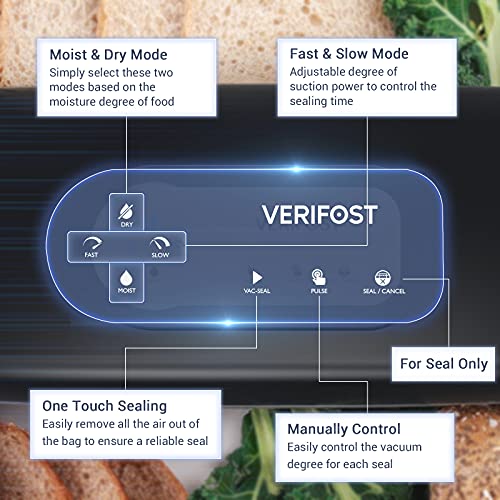 Pro Food Vacuum Sealer Machine-Versatile Food Sealer Saver with Bags and Rolls-Wet Food Mode,Great Suction,Consecutive Sealing,Sous Vide Applied
