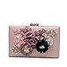 CARIEDO Flower Clutch Purse Evening Clutch Bag for Women Wedding Evening Hangbag with Pearl Beaded for Prom Cocktail Party(Pink)