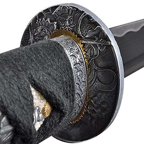 Handmade Sword - Japanese Style Samurai Tanto Swords, Practical, Hand Forged, 1045 Carbon Steel, Heat Tempered, Full Tang, Sharp, Black Wooden Scabbard Dragonfly Pattern