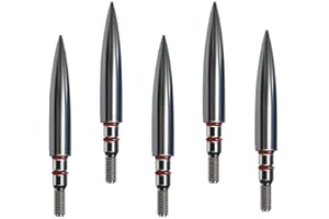 EOOENOON ARCHERY Field Point 100/125/150/200 Grain Field Tips, Hunting Arrow Pointed，Archery-Points，Threaded Arrows Screw in Broadheads (1 Dozen 12 PCS)