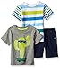 CHEROKEE Toddler Boys' 3 Piece Tee and Short Set, Gray, 2T