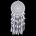 Caught Dreams Boho Dream Catcher ~ Extra Large Handmade Traditional Shape with White Cotton Crochet and Silver Wool Elements!
