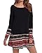 Cnfio Women's Cotton Knitted Patchwork Pocket Casual Loose Tunic Dress Black L