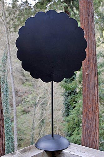 Dexon Power 22" Scalloped Round Metal Chalkboard with Stand