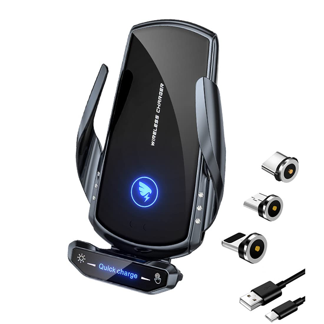 Canshow Wireless Car Charger, Car Phone Holder 2021 Upgraded, 15W Qi Fast Charging, Air Vent Car Phone Mount Compatible for All Smartphones (with 3 Magnetic heads)