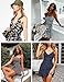 ACEVOG Women's Casual Fit and Flare Floral Shoulder Strap Skater Dress, Large, Grey