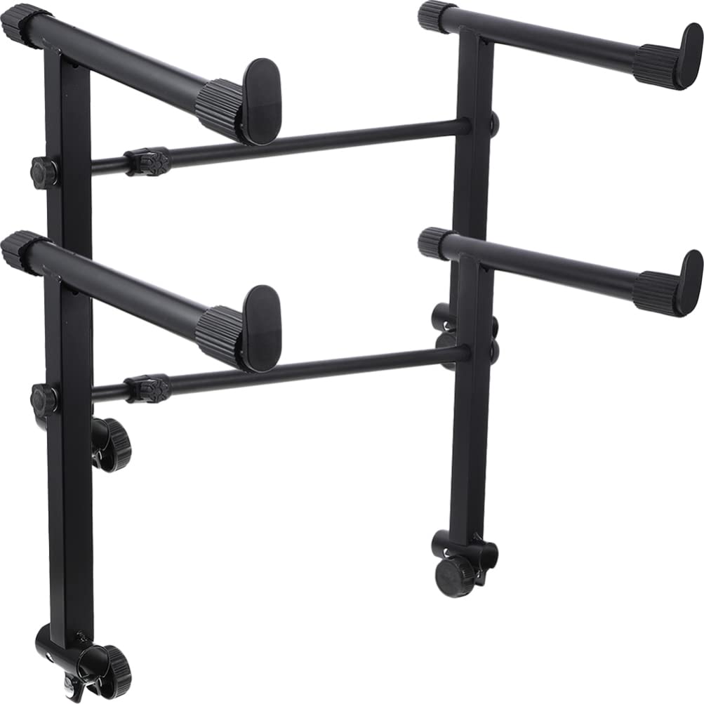 COHEALI High-Rise Electric Piano Stand Adjustable Two-Tier Keyboard Rack with Foldable Metal Brackets Non-Slip Design for Electronic Keyboard and Dj Equipment