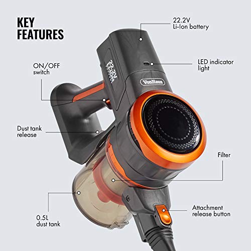 VonHaus Cordless 2 in 1 Stick Handheld Vacuum Cleaner with Powerful