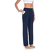 TownCat Women’s Yoga Pants with Pockets, High Waist Workout Straight Leg Pants, Womens Soft Gym Stretch Bootcut Pants