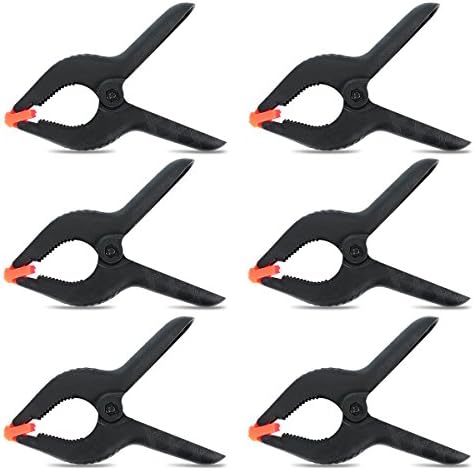Femonden 6-Pack Set Black Plastic Muslin Background Spring Clamps 6.25 Inch for Photo Studio Backdrops