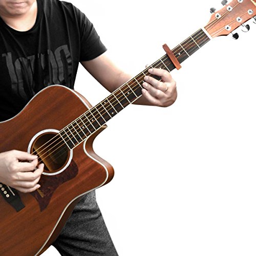 Guitar Capo for Acoustic Guitar and Electric Guitars - Quick Change Clamp Capo for Ukulele and Banjo, Rosewood Color - Thumbnail 5