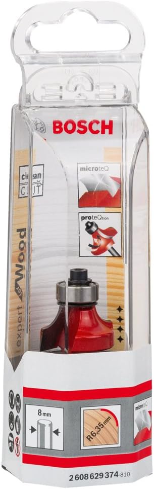 Bosch 2608629374 "Expert" Rounding Router Bit, 0 V, Silver, 8 x 25.4 x 55 mm, 6.35 mm - Image 3