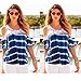 HANYI Elegant Shirt Lady Girls Summer Beach Fashion Sexy Print Lace Blouse Tops (L, Blue)