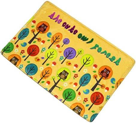 Cartoon Non-slip Doormat Coral Fleece Indoor Outdoor Kitchen Floor Rug Front Door Mat Funny Flannel Carpet Funny Owl 23.62" X 15.74"