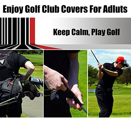 Aree Golf Club Covers,Neoprene Zippered Headcover For Golf Club Iron Head Covers Set For All Standard Clubs 10 PCS