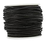 Mandala Crafts® Cowhide Genuine Leather Round Suede Cord Craft Lacing String (1.5mm, Black)