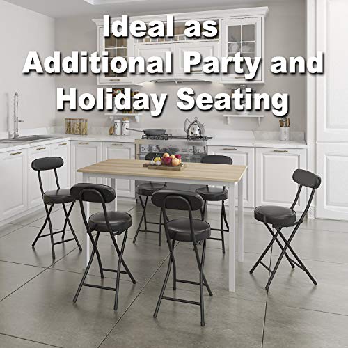 HOMOOI Cushioned Padded Folding Stool with Back,Black Pricepulse