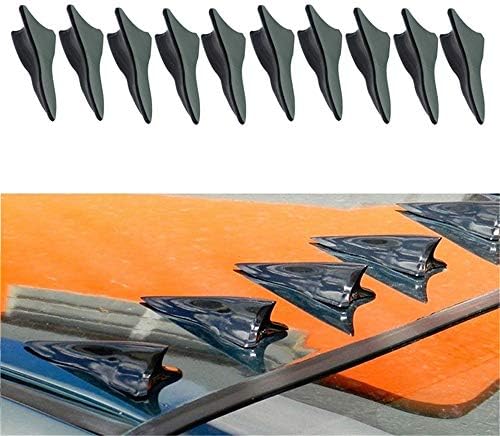 10 pcs Universal EVO Style Shark Fin ABS Roof Spoiler Wing Kit Tail Decoration Fit Any Cars Black