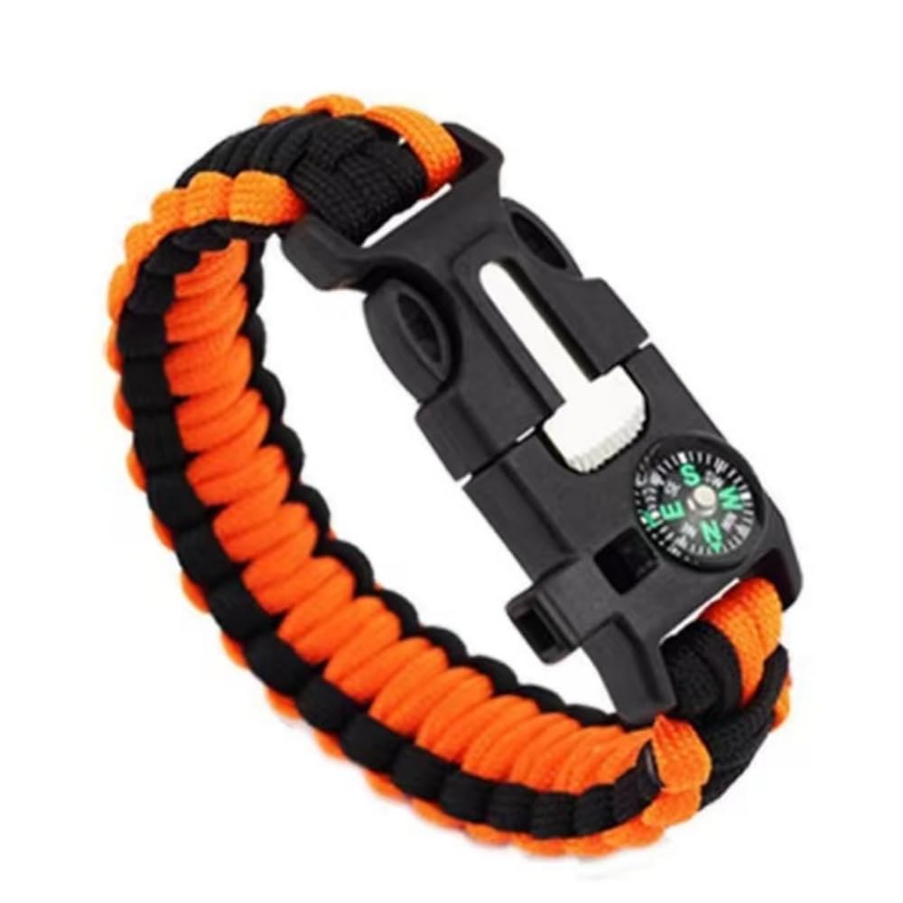 Outdoor Multifunctional Survival Bracelet, Equipped With a Compass, Whistle, and Parachute Buckle, Suitable For Hiking, Camping, Rowing, Emergency Parachuting, or Other Outdoor Activities
