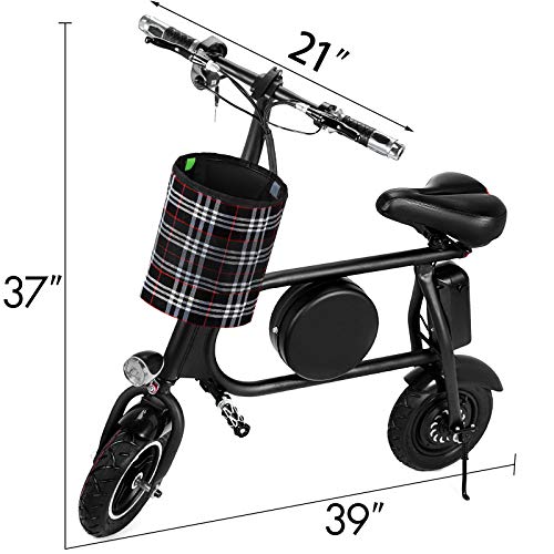 Happybuy Electric Bike 20 Mile Range Mini Electric Bike 15-21mph Folding Electric E-Bike 400W 36V with Lightweight Collapsible Frame (Black)
