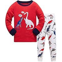 WWEXU Boys Pajamas Set Summer Short Pjs 100% Cotton Size 12M-12Years Clothes (4 Years/US 4T, RED)